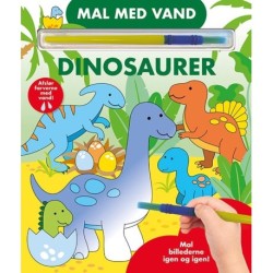 Mal med vand - Dinosaurer: papbog med pensel - farvelæg igen og igen