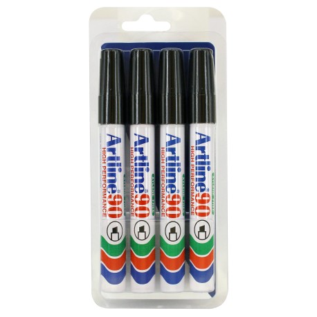 Marker Artline 90 sort 4-Blister