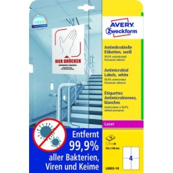 Avery Antimikrobielle etiketter 105x148mm hvide (40)