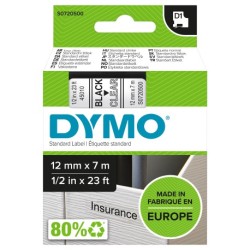 Tape D1 12mmx7m black/clear