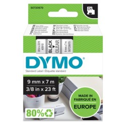 Tape D1 9mmx7m black/clear
