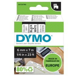 Tape D1 6mmx7m black/white