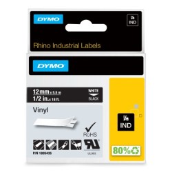 Tape Rhino 12mmx5,5m vinyl White/Black