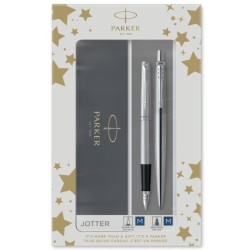 Parker Duosæt Jotter 77% recycled CT kuglepen+fyldepen sølv