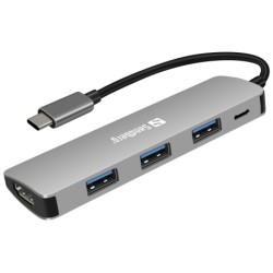 USB-C Dock HDMI+3xUSB+PD 100W, Alu