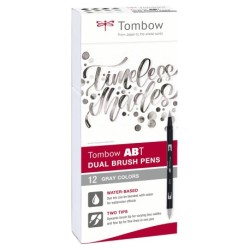 Tombow Marker ABT Dual Brush 12P-3 grey colours (12)