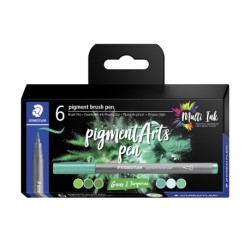 Brush pen Pigment Arts ass grøn/turkis (6)