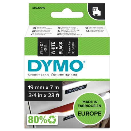 Tape D1 19mmx7m white/black