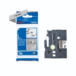 TZe-R951 printer sort tekst på sølv 24mm bånd