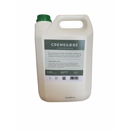 Cremesæbe Svanemærket uden parfume uden parabener (5L)