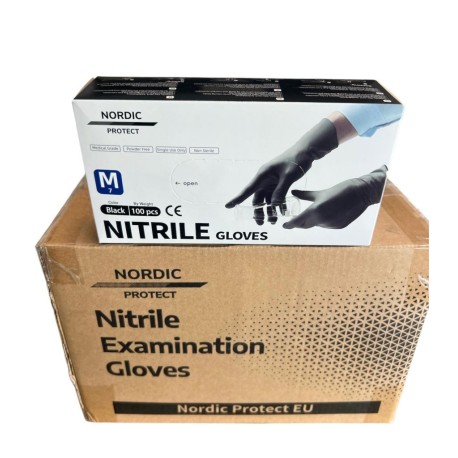 Nordic Protect Premium Nitrilhandsker Sort, Medium (100 stk)