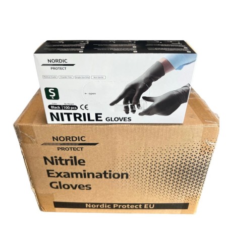 Nordic Protect Premium Nitrilhandsker Sort, Small (100 stk)