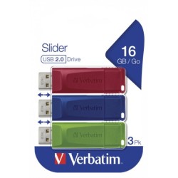 Store ´N´ Go Slider USB Drive 16GB (3-pack) Red/Blue/Green