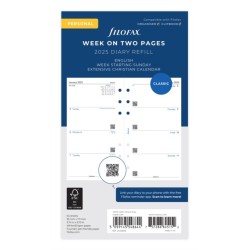 Filofax Personal Week On Two Pages English Sunday Start 2025 Diary