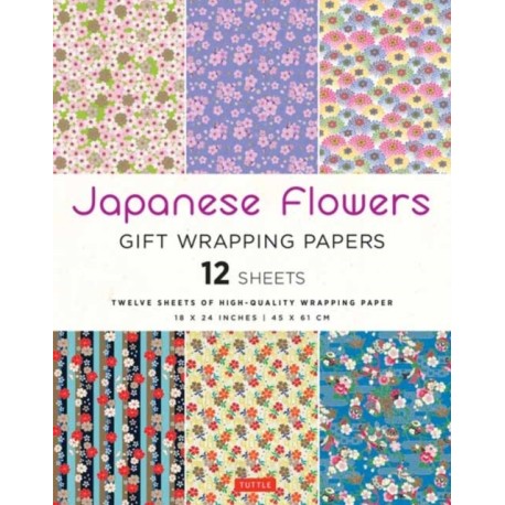 Japanese Flowers Gift Wrapping Papers - 12 sheets: 18 x 24 inch (45 x 61 cm) Wrapping Paper