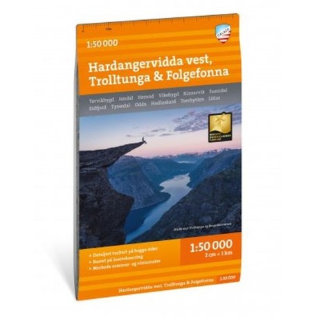 Hardangervidda vest, Trolltunga & Folgefonna 1:50 000
