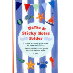 Memo & Sticky Notes Folder: Nautical: Small Folder Containing 7 Sticky Notepads, a Tear-Off Lined Writing Pad, and Gel Pen