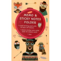 Memo & Sticky Notes Folder: Hipster Animals: Small Folder Containing 7 Sticky Notepads, a Tear-Off Lined Writing Pad, and Gel Pen