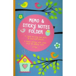 Memo & Sticky Notes Folder: Cute Birds: Small Folder Containing 7 Sticky Notepads, a Tear-Off Lined Writing Pad, and Gel Pen