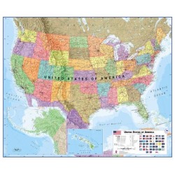 USA political wall map laminated