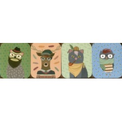 Pocket Note Set of 4 Mini Pads: Hipster Animals