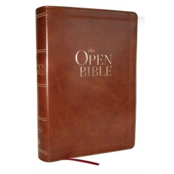 The Open Bible: Read and Discover the Bible for Yourself (NKJV Brown Leathersoft, Red Letter, Comfort Print)