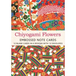 Chiyogami Flowers Embossed Note Cards - 12 Cards: 12 Blank Cards in 6 Lovely Designs (2 each) with 12 Patterned Envelopes in a Keepsake Box