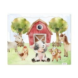 Indrammet Pap Puslespil - Bondegård - 26 brikker
