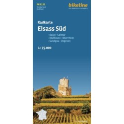 Elsass Süd, Radkarte: Basel, Colmar, Mulhouse, Oberrhein, Sundgau, Vogesen