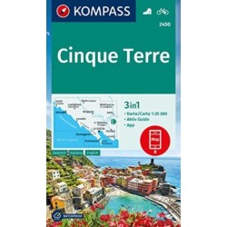 Hiking map 2450 Cinque Terre 1:35,000: 3-in-1 hiking map, with activity guide including map for offline use in the KOMPASS app
