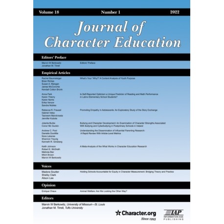 Journal of Character Education Vol 18 Issue 1
