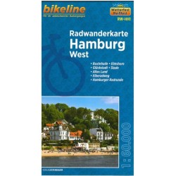 Radwanderkarte Hamburg West: Buxtehude, Elmshorn, Glückstadt, Stade, Altes Land, Elberadweg, Hamburger Radrunde
