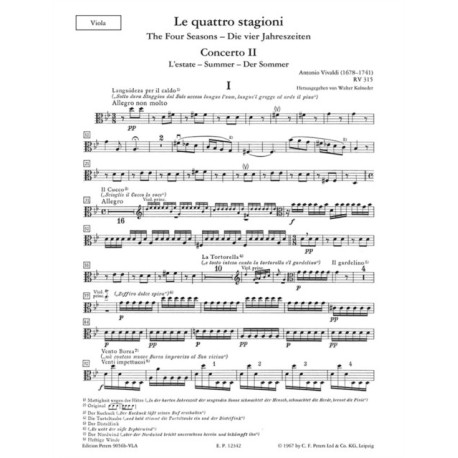 The Four Seasons, Concerti Op. 8- No. 2 in G minor RV315 Summer (Viola Part)