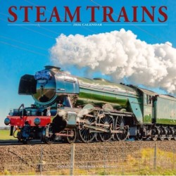 Steam Trains Calendar 2026  Square Trains Wall Calendar - 16 Month