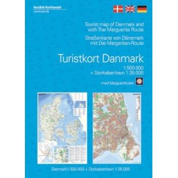 Turistkort Danmark med Margueritruten + kort over Storkøbenhavn