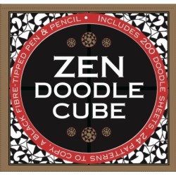 Zen Doodle noteblock: Free your creative spirit and calm your mind with tangle doodling, in a beautiful giftbox cube with built-in drawer containing 200 doodle sheets, 24 patterns to copy, a black fibre-tipped pen and pencil