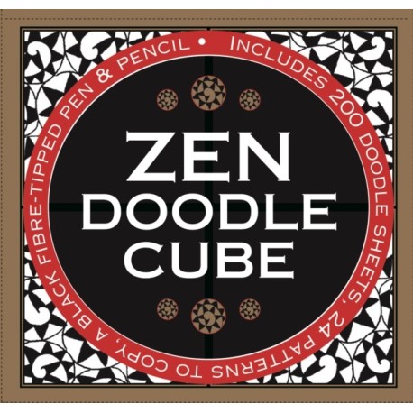 Zen Doodle noteblock: Free your creative spirit and calm your mind with tangle doodling, in a beautiful giftbox cube with built-in drawer containing 200 doodle sheets, 24 patterns to copy, a black fibre-tipped pen and pencil