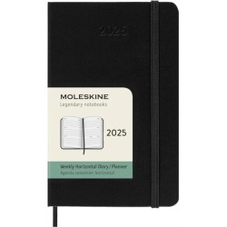 Moleskine 2025 12-Month Weekly Horizontal Pocket Hardcover Notebook: Black: Black