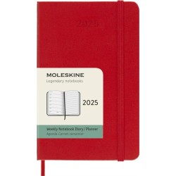 Moleskine 2025 12-Month Weekly Pocket Hardcover Notebook: Scarlet Red: Scarlet Red