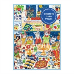 Happy Hanukcats Greeting Card Puzzle