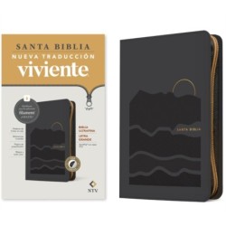 Biblia ultrafina NTV, letra grande de ziper con Filament (SentiPiel, Gris, Indice, Letra Roja)