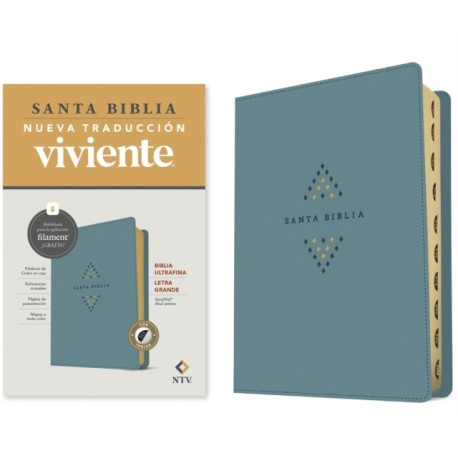 Biblia ultrafina NTV, letra grande con Filament (SentiPiel, Azul sereno, Indice, Letra Roja)