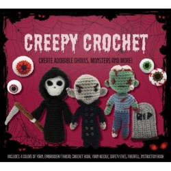 Creepy Crochet Kit: Create Adorable Ghouls, Monsters and More! Includes: 4 Colors of Yarn, Embroidery Thread, Crochet Hook, Yarn Needle, Safety Eyes, Fiberfill, Instruction Book