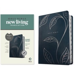 NLT Personal Size Giant Print Bible, Filament Enabled (LeatherLike, Navy Vines, Indexed, Red Letter)