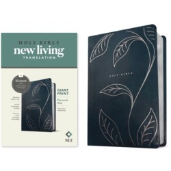 NLT Personal Size Giant Print Bible, Filament Enabled (LeatherLike, Navy Vines, Red Letter)