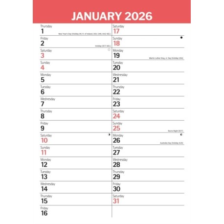 Red Black Large Engagement Planner A3 Ca