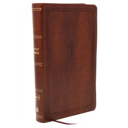 NKJV Giant Print End-of-Verse Reference Bible, Brown Leathersoft, Red Letter, Comfort Print: Holy Bible
