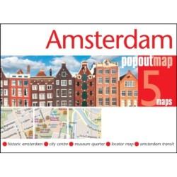 Amsterdam PopOut Map - pocket size, pop up map of Amsterdam city centre: Includes transport map