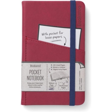 Bookaroo Pocket Notebook (A6) Journal - Dark Red
