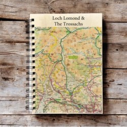 OS Map Wooden Lined Notebook - Loch Lomond and The Trossachs National Park